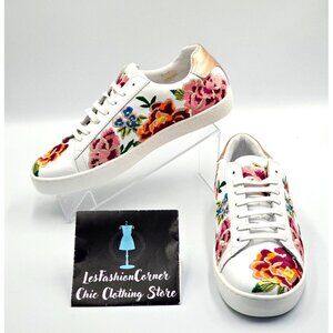 NWOB Johnny Was Women's Floral Embroidered Leather Dylanne Sneakers Sz 7.5 2473